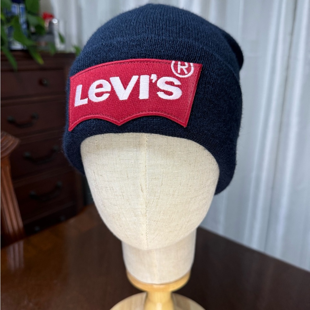 Levi's Navy Blue Beanie with Red Logo
